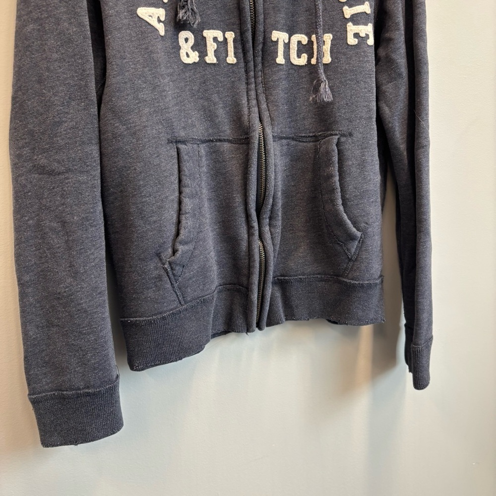 Abercrombie & Fitch Small Hoodie Full Zip Sweatshirt Y2K Retro Muscle Logo Blue - Picture 6 of 11